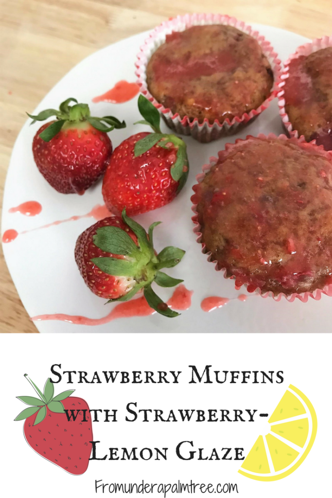 Strawberry Muffins with Strawberry-Lemon Glaze | Strawberry muffins | muffin recipes | recipe for strawberry muffins | recipe with lemon glaze |
