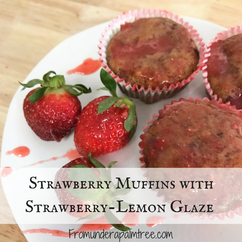 Strawberry Muffins with Strawberry-Lemon Glaze by From Under a Palm Tree
