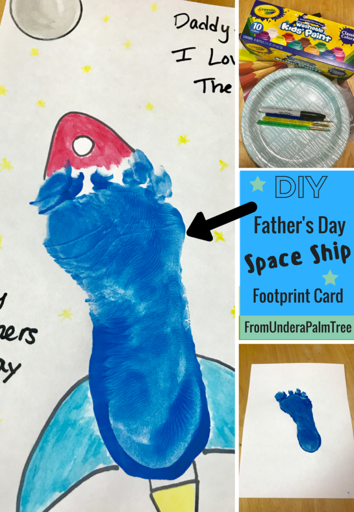 DIY Father's Day Space Ship Footprint Card | Father's Day Card | Handprint Card | Footprint Card | Crafts | Kids Crafts | Painting activities | DIY | DIY Kids | cards | DIY cards | 