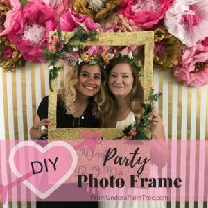 DIY Party Photo Frame | How to make a photo frame | DIY | DIY photo frame | party photo frame | bridal shower photo frame | baby shower photo frame | shower photo prop | Bridal Shower | Spring Photo frame prop | gold glitter | floral |