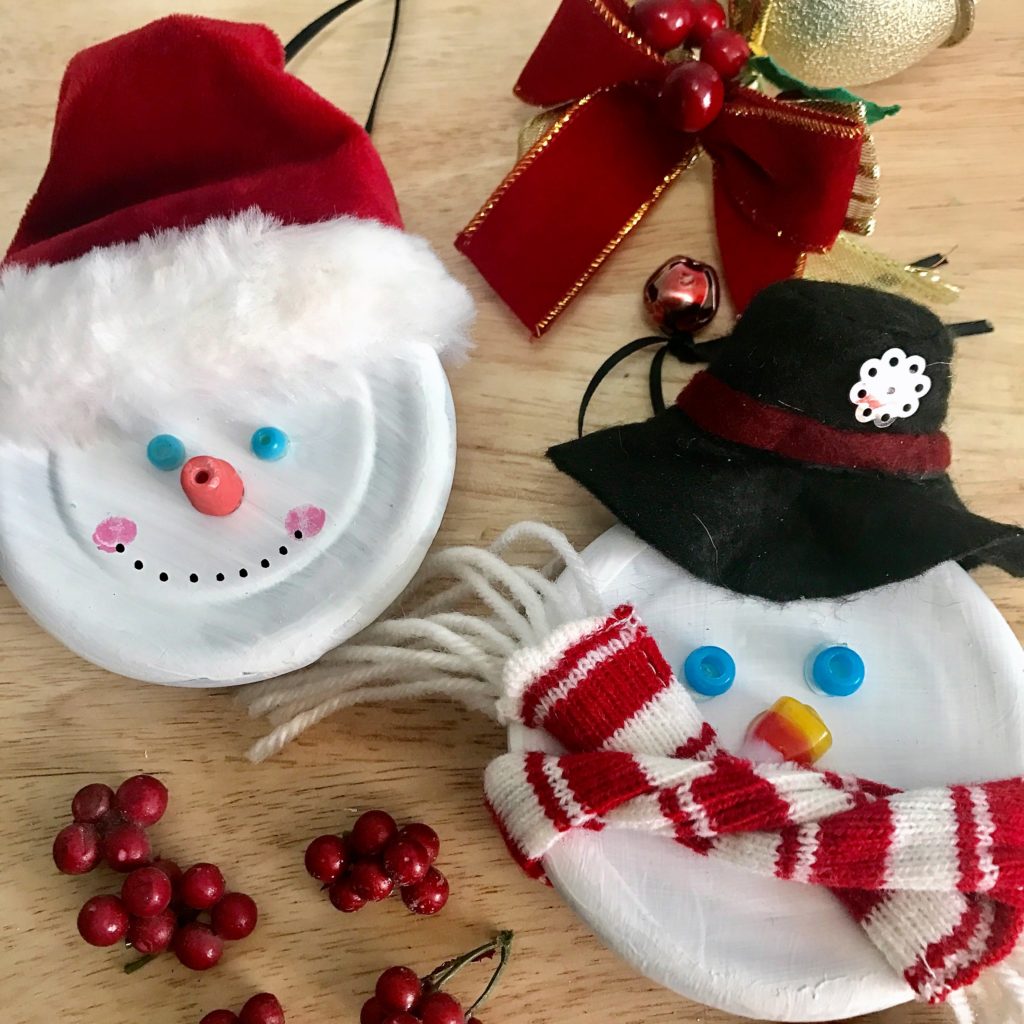 DIY Snowman Candle Jar Lid Ornaments by From Under a Palm Tree