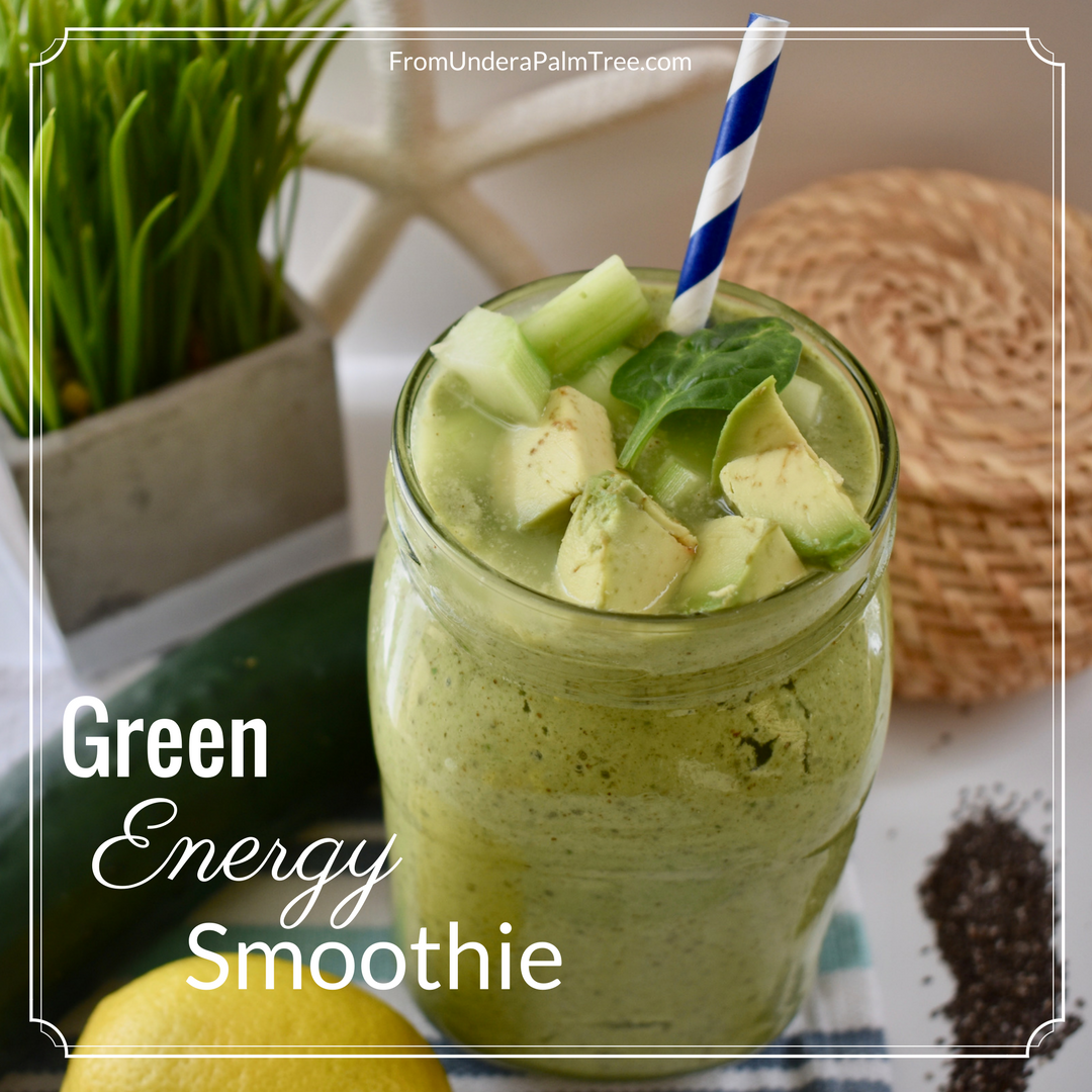 Green Energy Smoothie From Under a Palm Tree