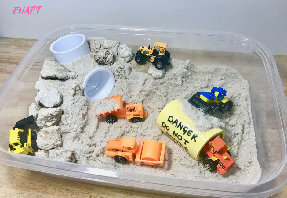 Mini Construction Site Sandbox by From Under a Palm Tree