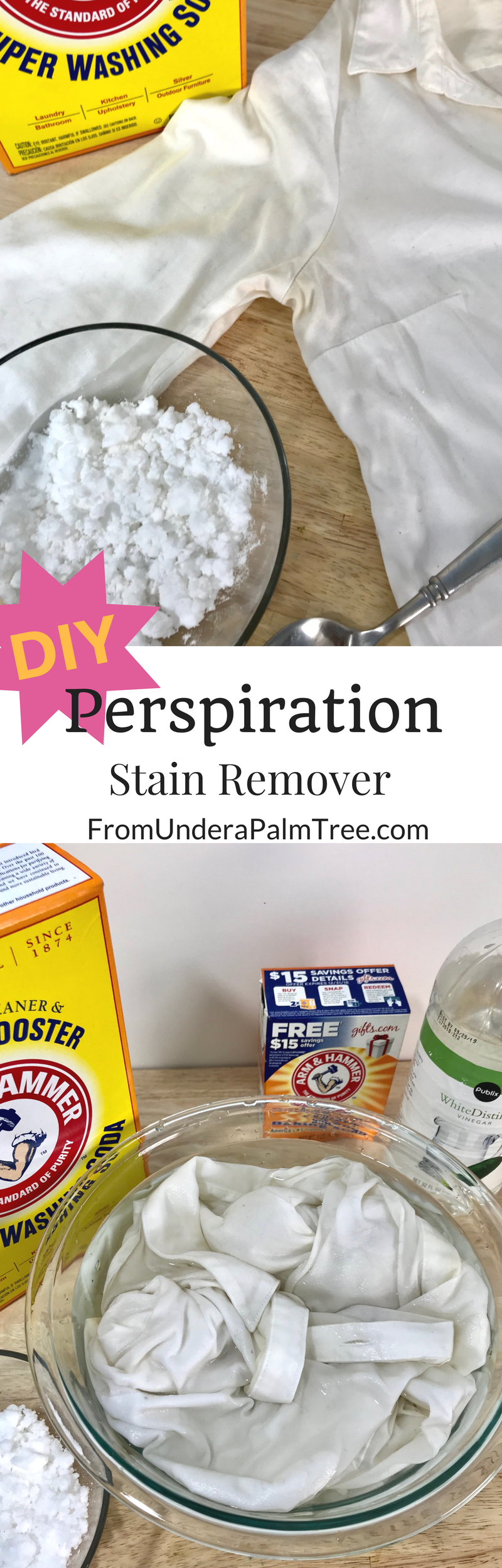 stain remover | DIY | DIY stain remover | sweat stain remover | sweat stains | tshirt sweat stain remover | how to get sweat stains out of white shirt | how to get sweat stains out of shirt | how to get perspiration stains out of shirt | DIY stain removal | laundry secrets | DIY laundry | stain remover recipe | stain remover ideas | How to get rid of tough yellow stains | how to get armpit stains out | how to remove armpit stains |
