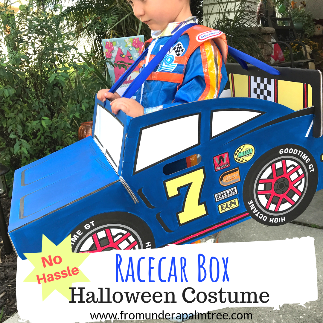talent Commander Snazzy DIY Race Car Box Halloween Costume < From Under a Palm Tree