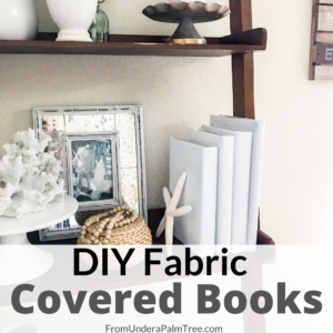 DIY | diy fabric covered books | how to cover books with fabric | DIY book covers | how to repurpose books | how to style bookshelf | styled bookshelf | DIY home decor | home decor | neutral home decor | how to style bookshelves | simple DIY projects | mom projects | 