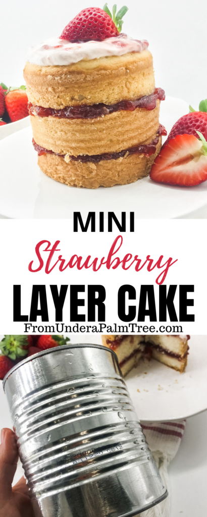 tin cake cake | mini layer cake | layer cake | layer cake recipe | easy cake recipe | easy bake cake | strawberry cake | how to layer a cake | valentines day treats | valentines day snacks | valentines day dessert | valentines day recipe | jam cake | strawberry jam cake | fresh strawberry recipe |