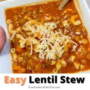 lentil stew recipe | lentil soup recipe | lentils | easy family meals | easy family dinner | easy dinner ideas | cool weather recipes | soup recipe | stew recipe | vegan recipe | dairy free recipe | gluten free recipe | gluten free meal | vegan meal | quick and easy dinner | quick and easy meal ideas | best vegan soups | best gluten free soups | 