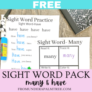 sight words practice | sight word printable | free sight word worksheets | free printables | kindergarten printables | kindergarten worksheets | free worksheets for kindergarten | reading worksheets | sight word activity | sight word many | sight word have | 
