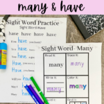 sight words practice | sight word printable | free sight word worksheets | free printables | kindergarten printables | kindergarten worksheets | free worksheets for kindergarten | reading worksheets | sight word activity | sight word many | sight word have |