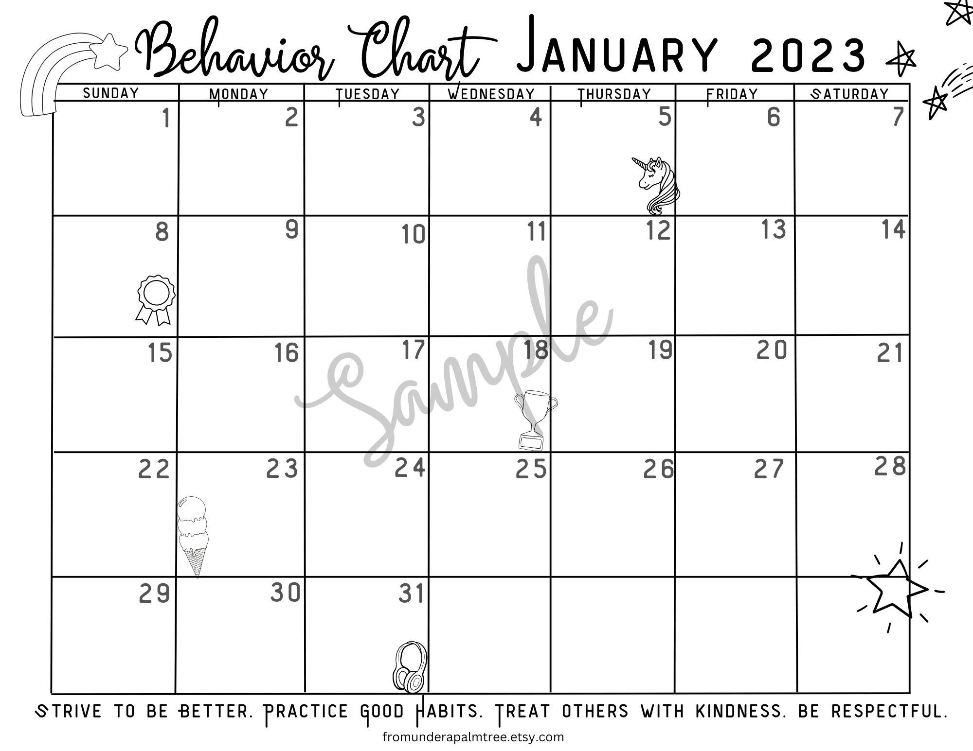 behavior chart | behavior tracker for kids | behavior calendar | kids behavior calendar | digital download | digital behavior calendar | printable behavior calendar |