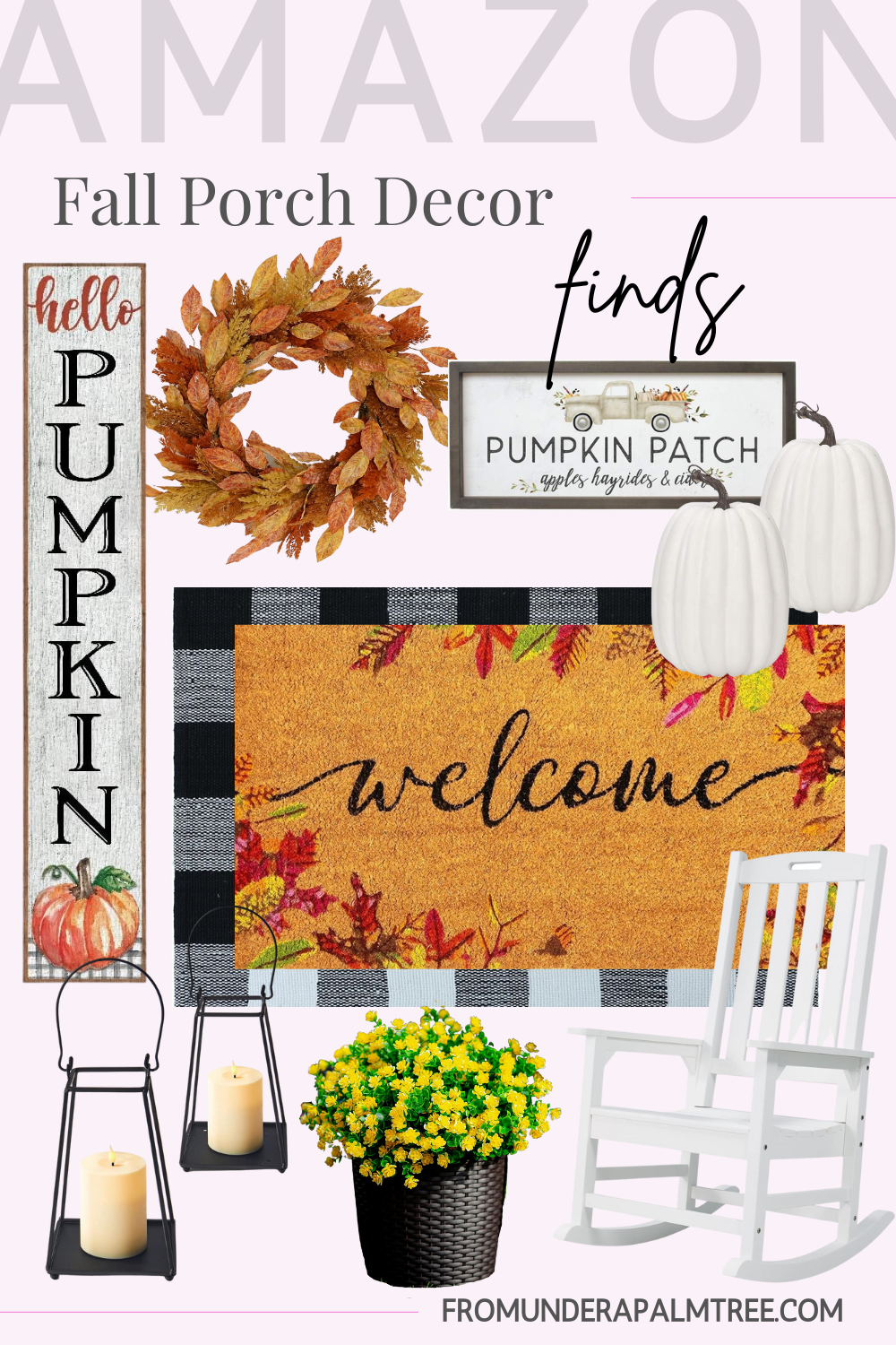 fall | fall porch decor | fall decor | front patio decor | amazon fall porch decor | amazon fall home capsule | amazon fall porch capsule | amazon finds | amazon fall finds | autumn decor | autumn porch decor | how to style my fall patio | how to style my fall porch, fall welcome mat | fall front door wreath | Fall wreath | fall porch signs | faux mums | fake mums | fall must haves | fall finds | fall haul | from under a palm tree | home decor |