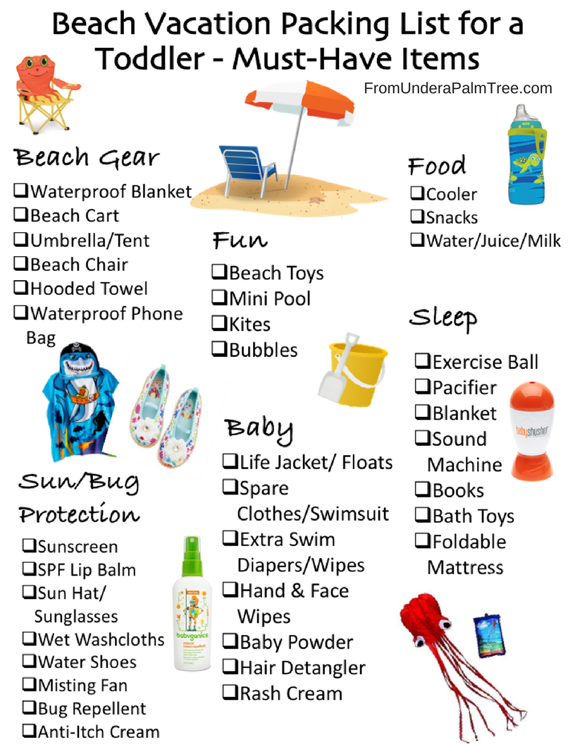 Beach Vacation Packing List For A Toddler > From Under A Palm Tree