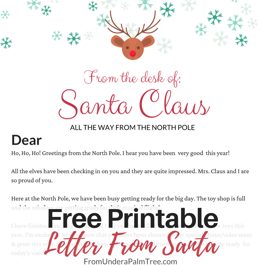 Printable Letter From Santa > From Under a Palm Tree