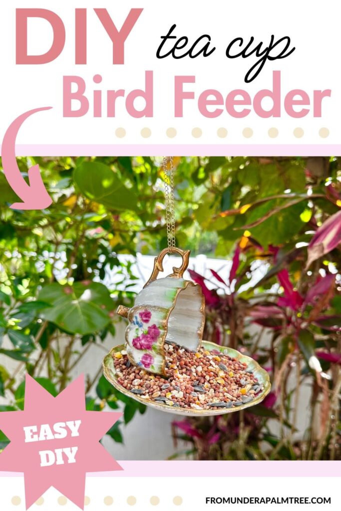 bird feeder | bird feeder craft | Bird Feeder Tea cup and saucer | bird house craft | bird house diy | bird lover | bird watcher | birding | DIY | DIY bird feeder | DIY bird house | DIY tea cup bird feeder | eco-friendly | Family | family craft | family diy | florida birds | fromunderapalmtree | garden | gardening | go green | Green living | Hanging Teacup Bird Feeder | How to make a teapot bird feeder | How to make teacup bird feeder on a pole | how to make your own bird feeder | lifestyle blog | lifestyle blogger | make this with kids | mom blogger | MomLife | Paladone Tea Cup Bird Feeder | Vintage Tea Cup Bird Feeder | spring craft | spring kids craft | summer activity for kids | summer kids craft | summer project for kids | tea cup | tea cup bird bath | tea cup bird bath diy | tea cup bird feeder | tea cup bird feeder diy how to make | Tea cup bird feeder with spoon | tea cup bird feeders diy | Tea cup DIY ideas |