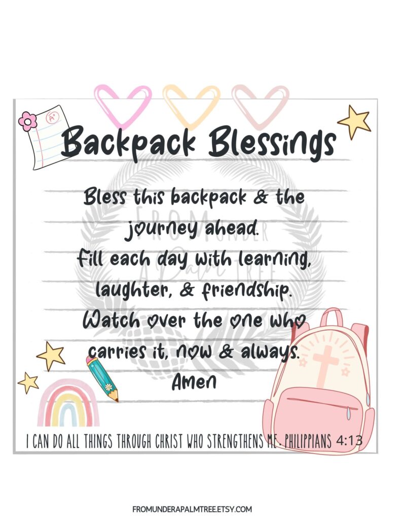 backpack blessing | Backpack blessing tags pdf | Backpack blessing tags printable free | Backpack blessing tags template | Backpack Tags for School Backpack | blessing tag | calm anxiety in kids | child anxiety | child blessing | church | Custom backpack blessing tags | faith | faith filled | Family | Free backpack blessing tags | Free printable backpack blessing tags for kids | fromunderapalmtree | how to help calm school related anxiety in children | how to help calm school related anxiety in kids | Illustrated ministry Backpack Tags | Illustrated Ministry stickers | lifestyle | lifestyle blog | lifestyle blogger | mom blogger | pdf | Personalized backpack blessing tags | printable | Printable Backpack Blessing Tags for Kids | Printable backpack blessing tags for kids free printable| Printable backpack blessing tags for kids pdf | School Blessing tag | tag | free printable | PDF | free | etsy | etsy shop | etsy printables | etsy printables shop |